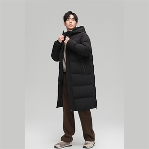 90%白鸭绒羽绒服长款过膝连帽压胶加厚保暖外套H810-P260368图片