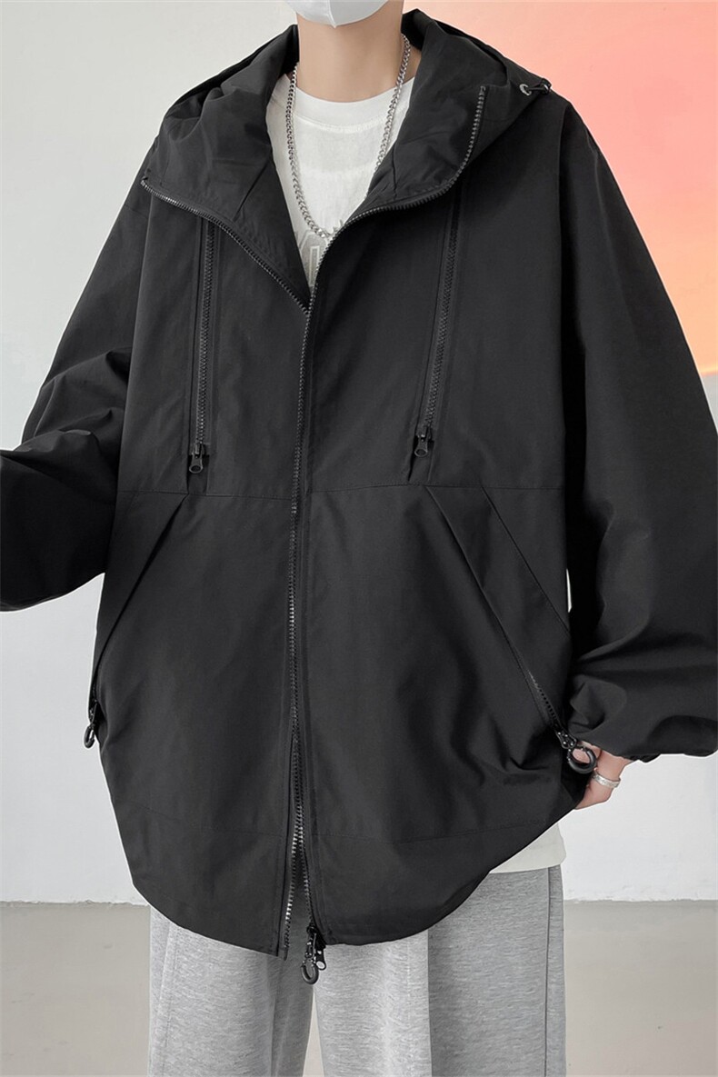 JK8102/P68秋装新款防水冲锋衣男多拉链夹克美式机能工装外套连帽,男装夹克,电商A141