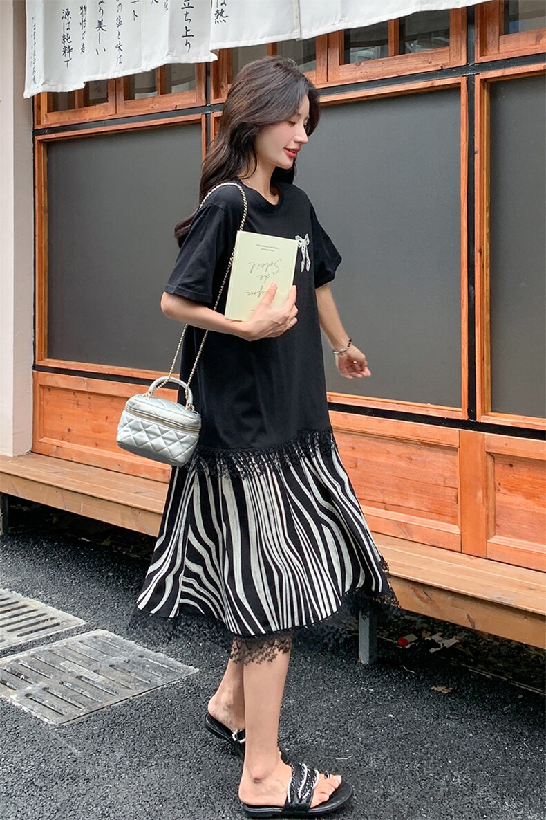 （现货）韩版宽松拼接荷叶边鱼尾T恤连衣裙88613-p115-k168,女装连衣裙,2C317A