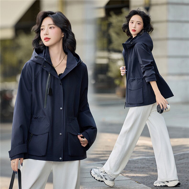 2025秋款时尚休闲风衣外套洋气收腰上身显瘦，不挑年龄，女装风衣，欧米莱