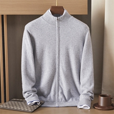 2024年秋季纯色长袖时尚都市立领时尚气质针织衫35%羊绒，男装羊绒套衫，绒誉暖羊绒