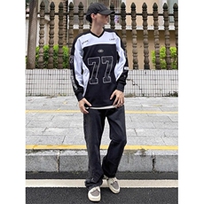 2026春季新款港风美式拼色贴布刺绣套头卫衣夹克男潮JK1419-P68，男装夹克，星座313A(原308A-2)