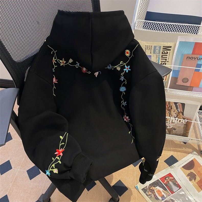 万针刺绣结构设计重磅秋冬全棉高品质美式高街连帽卫衣外套Y7712,男装卫衣,电商A486