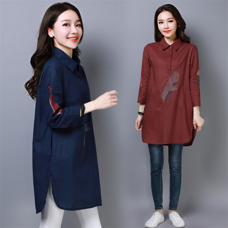 百搭潮流气质2021年春季新款时尚舒适绣花衬衫,女装衬衫,奕阳依阁