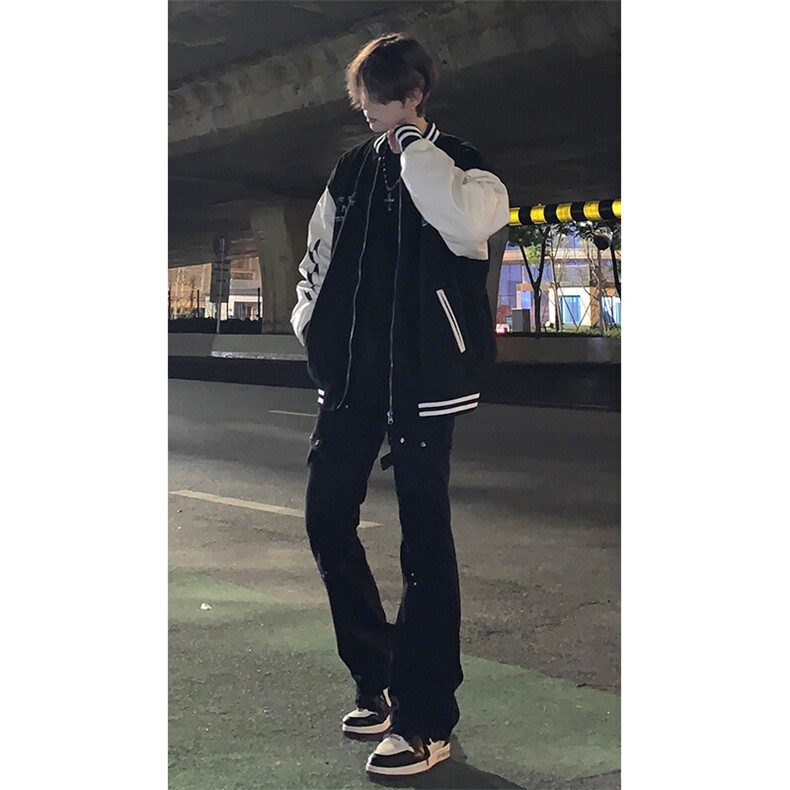 美式交叉绑带伐木裤微喇牛仔裤KZ05-P55,男装牛仔裤,星座310A-4