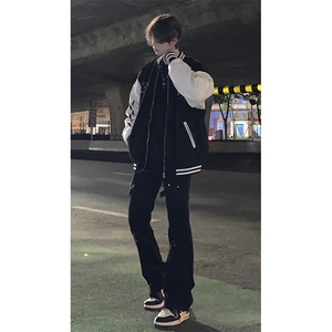 美式交叉绑带伐木裤微喇牛仔裤KZ05-P55图片