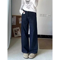 1506A/GY751-10/P51高街设计感加绒加厚牛仔裤女时尚阔腿裤，男装牛仔裤，星座1506A