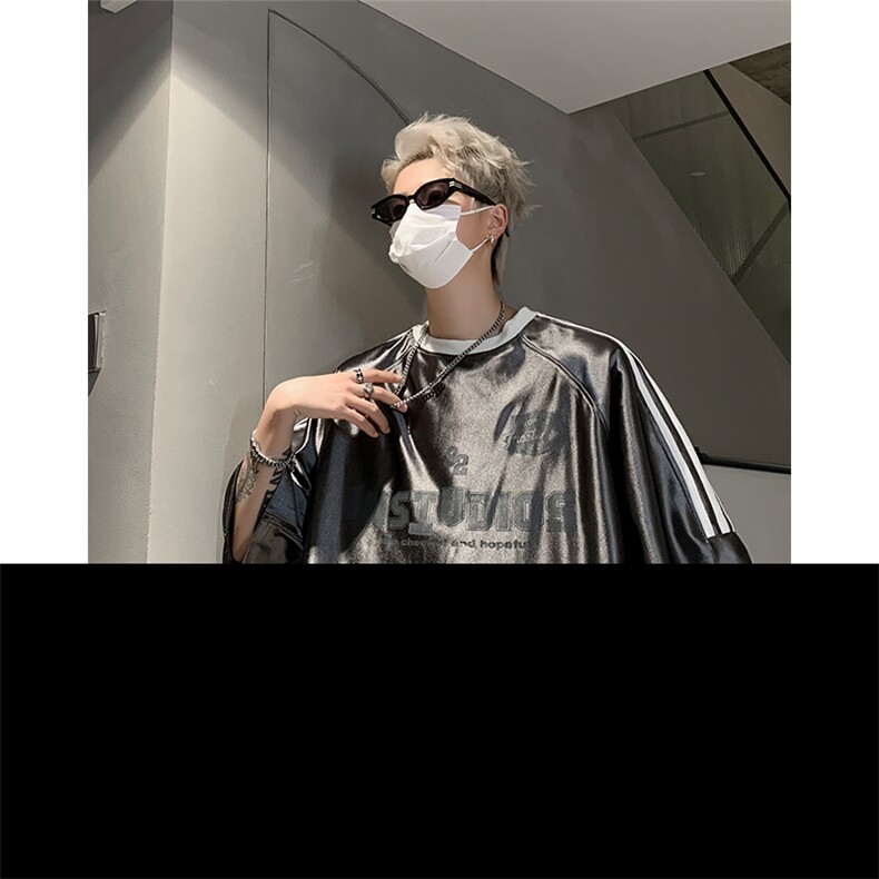 男装短袖T恤 2025夏季条纹字母印花五分袖体恤XZ514-2-202468-P58图片