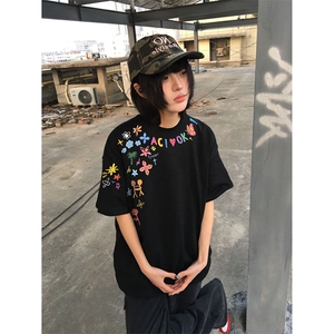 时尚日系气质新款潮流夏季新款花卉潮牌vibe短袖男百搭CTX1289图片