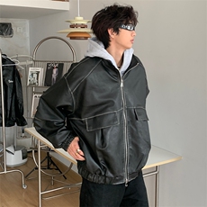 JK13-P118秋冬复古潮流立领夹克外套加厚休闲宽松外套皮衣夹克，男装夹克，电商B327