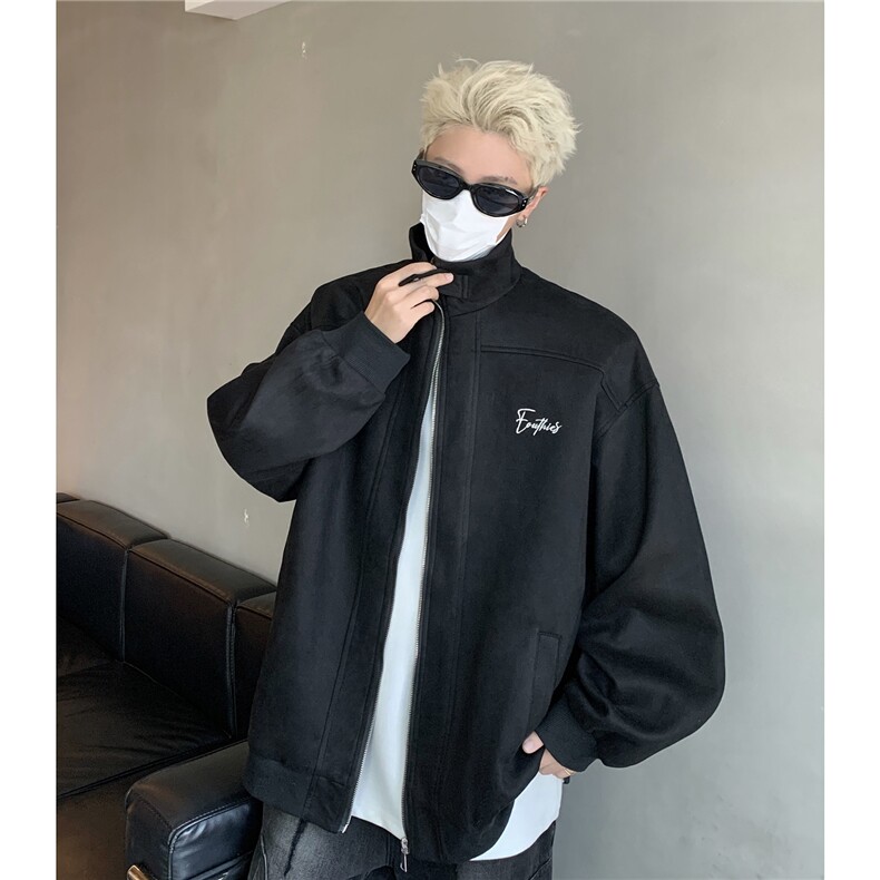 主推港风美式复古麂皮绒立领潮牌夹克外套上衣男女G1093P88,男装夹克,电商A339