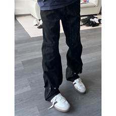 【有货】排扣牛仔裤男夏季美式vibe风裤子高街直筒微喇C112LL-P50，男装牛仔裤，星座1007（原301D）
