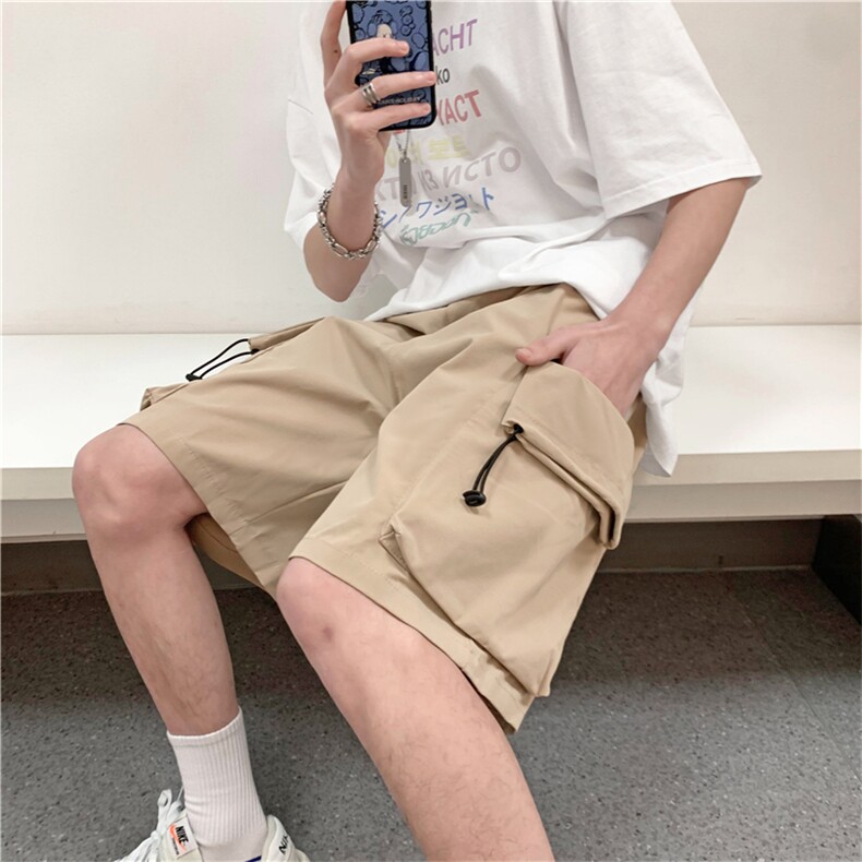 夏季工装五分短裤男ins薄款中裤子宽松直筒休闲运动5分裤bf原宿风,男装牛仔裤,星座505-2（原电商A260-1)