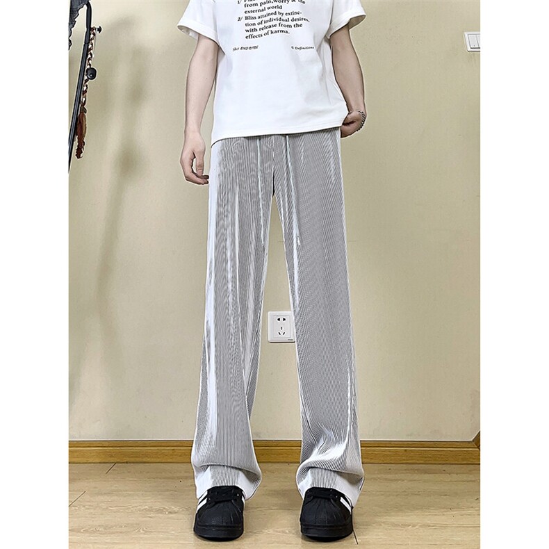 A178XK458新款夏季薄款男直筒长裤冰丝休闲宽松垂感阔腿卫裤,男装休闲裤,电商A178