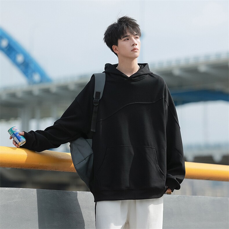 秋季现货纯色宽松二开卫衣男DSA157B-W6996-特P45图片