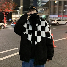 冬季羊羔毛外套男潮牌立领棉服棉衣A328P100控148，男装棉衣，电商A309