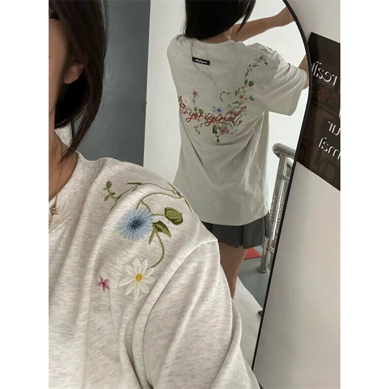 万针全刺绣工艺抖音得物高品质260克重磅纯棉双纱美式高街短袖T恤,男装T恤,电商A486