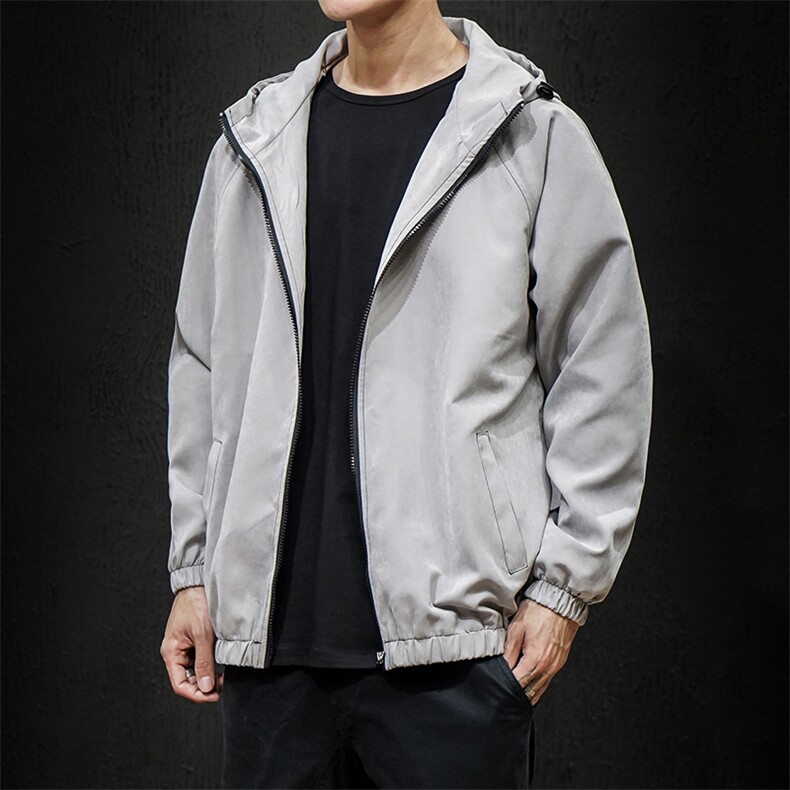 2021秋季新款日系黑墙大码男纯色连帽休闲夹克外套J6001-P55,男装夹克,电商A001