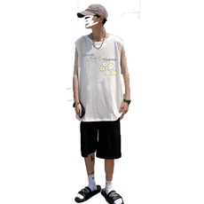 ！港风2023夏季无袖背心男加肥加大码宽松短袖T恤男BX263-P20，男装背心/马甲，电商B371