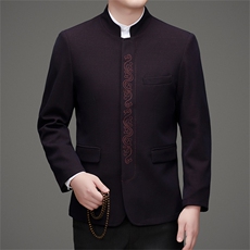 新款高品质中山装西服外套男士中老年风新中式休闲西服唐装，男装西服，钱塘723