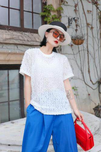 镂空T，女装，艾梵煕尔