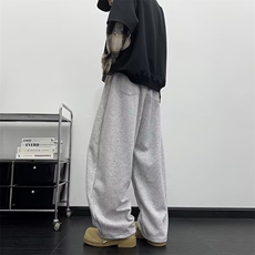 原宿新款ins美式复古褶子宽松高腰长裤女生穿也好看情侣日潮潮流，女装休闲裤，星座1210-1
