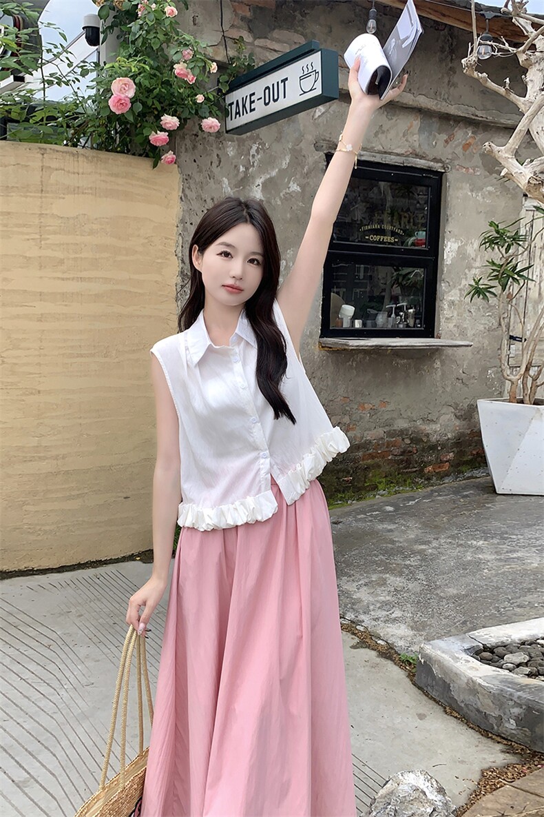无袖衬衫半身裙套装女2025年夏季RF2C290-5856#-P120-K176,女装套装/套裙,蝶眷