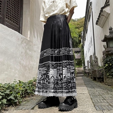 新中式风汉服马面半身裙男女款夏季潮牌宽松长裙KZ470-P48，女装半身裙，星座308B-1