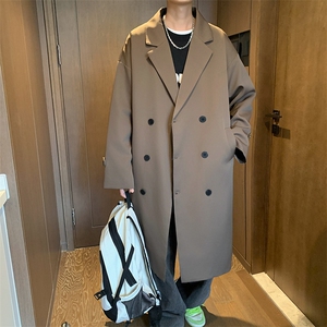 秋装现货双排扣长款过膝风衣男大码男中长款大衣男上衣F8902-特85图片