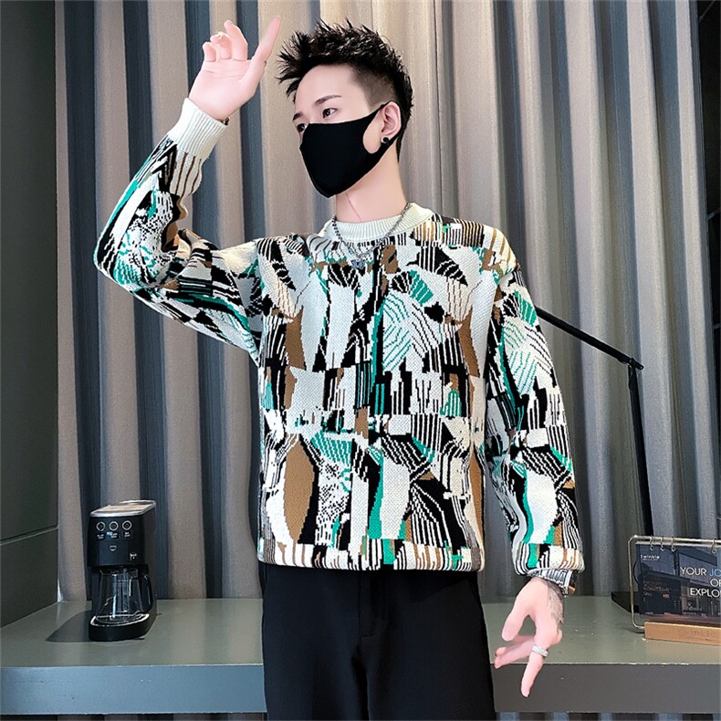 M903-P78控108男款圆领毛衣高级毛绒提花针织衫秋冬男士新款保暖,男装针织衫/毛衣,星座102A（原电商D309-1）
