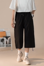 K6030/P30夏款格子撞色排扣七分裤男女短裤休闲裤中性风大码控45，男装休闲裤，电商A141