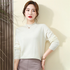 纯色长袖2024年秋季半高圆领时尚修身羊绒针织衫，女装羊绒衫，旭日羊绒