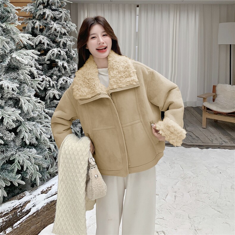 8682蓝色羊羔毛外套女8682-P210-K318,女装毛呢外套,2C232