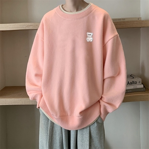 控78 假两件毛衣男大码加绒针织衫男毛线衣M80292-P55  加绒P70图片