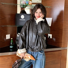 冬装新款皮衣加毛加厚休闲宽松款2C092-98765-P210-K328，女装皮衣，2C092