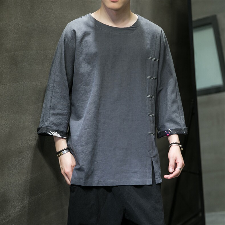 2025夏季风男装棉麻短袖t恤男宽松大码上衣QT6008-1/T063-P60,男装T恤,电商A008