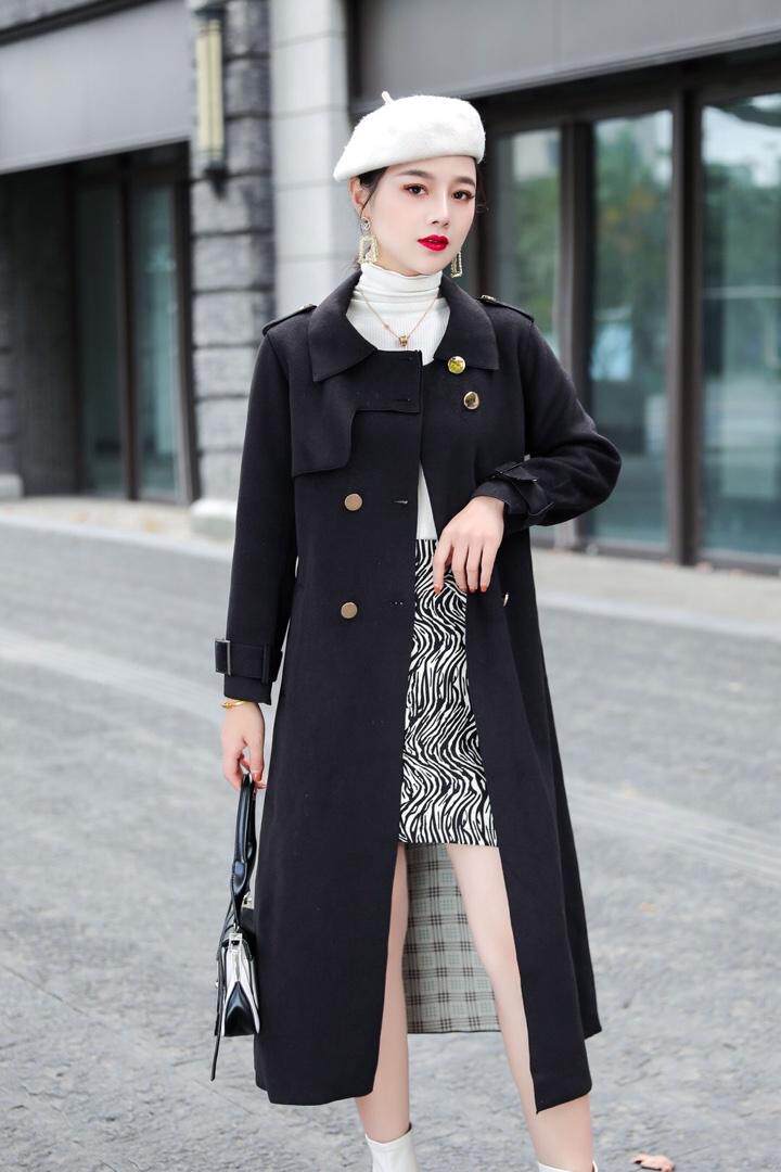 文秀家升级款双面羊绒风衣长款通勤修身韩版时尚酷飒风，女装风衣，陆氏青云