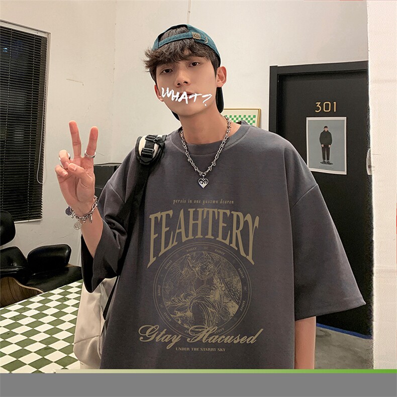 量大优供视频220克美式短袖t恤T2937得物直播有280克品质,男装T恤,电商A486