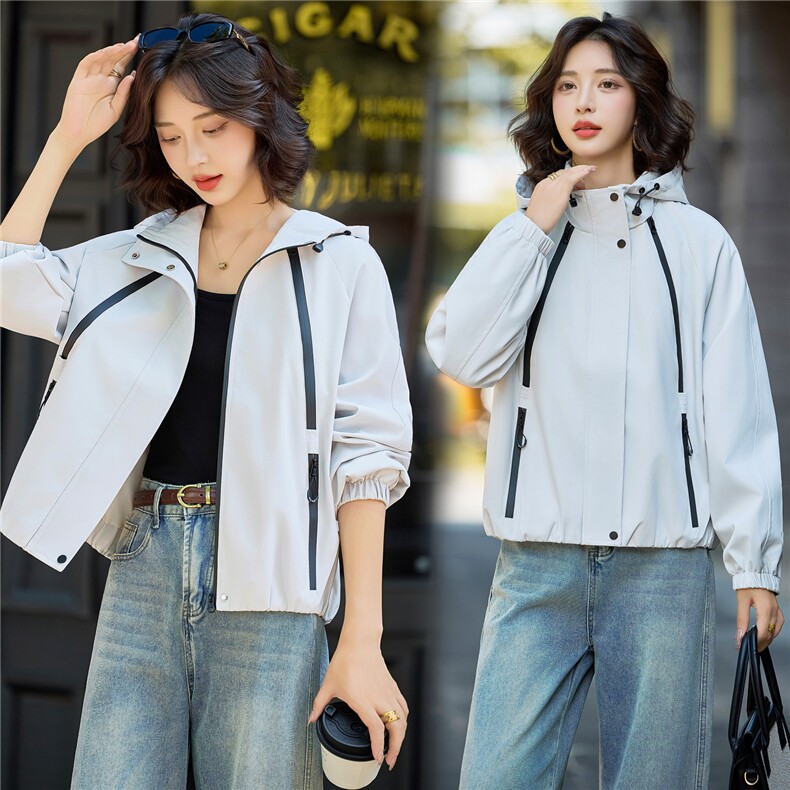 现货2025年秋季新款时尚百搭外套年轻韩版连帽短外套，女装短外套，悦祺