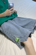 夏季港风开叉牛仔短裤休闲宽松直筒D201-DM156-P45，男装牛仔裤，电商D321-1