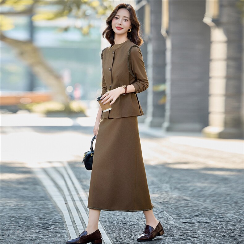现货！2025秋季新款套装女时尚气质时髦洋气三件套裙,女装套装/套裙,涵墨