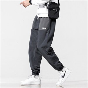 秋季裤男韩版潮流休闲直筒加绒宽松卫裤抽绳束脚218-8WKD23P34，男装休闲裤，星座218-8
