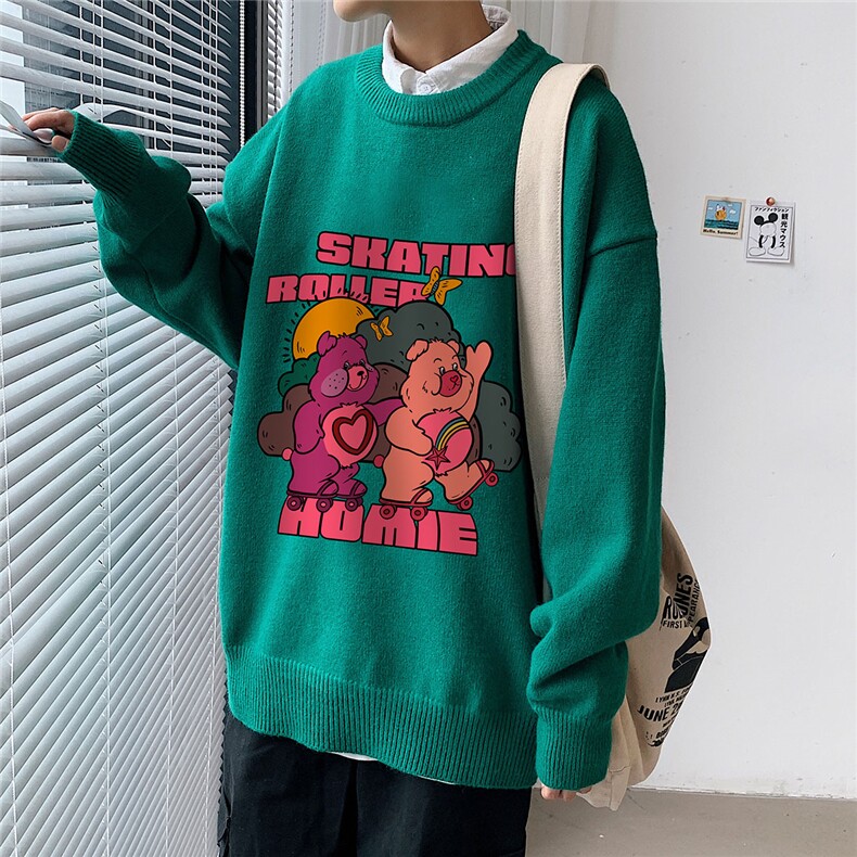 1港风圆领中性情侣潮流大码M-5XL印花加厚毛衣男7753P55加绒P70,男装针织衫/毛衣,星座226-2