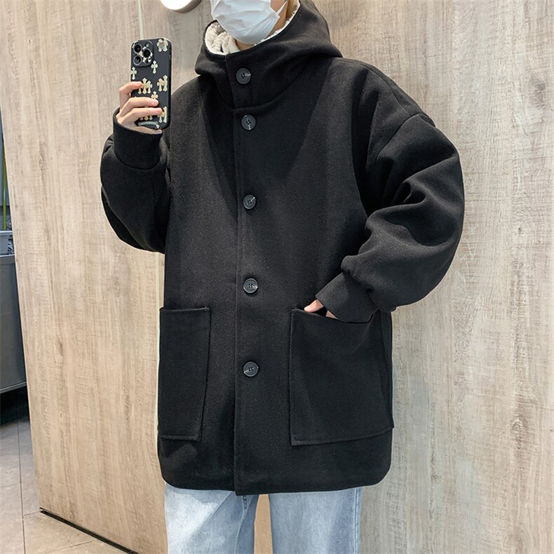 Wt51-P78美式毛呢羊羔毛连帽宽松外套,男装夹克,星座1501-1
