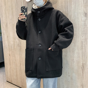 Wt51-P78美式毛呢羊羔毛连帽宽松外套图片