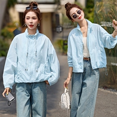 短款防晒服外套女夏季时尚洋气高级感薄款轻奢透气小个子防晒上衣，女装防晒衣，蓝诺裳