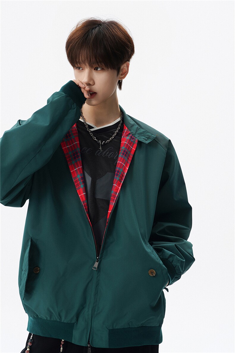 美式复古棒球服外套男春秋季潮牌拉链立领夹克宽松上衣服JK005,男装夹克,电商B312