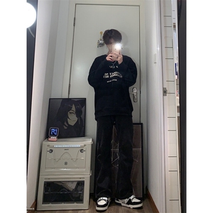 高街vibe纯色牛仔裤男款夏季修身直筒弹力微喇叭裤 控价68图片