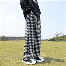 218-1-P40-D1868新款时尚休闲宽松格子直筒裤，男装休闲裤，四季星座218-1