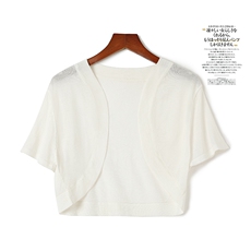 夏季短袖天丝莱赛尔针织开衫女短款上衣配吊带裙空调防晒衫披肩，女装防晒衣，阿娇羊绒